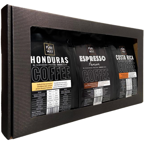Darčekový set zrnkových odrodových káv 3 x 200g Honduras, Costa Rica, Espresso