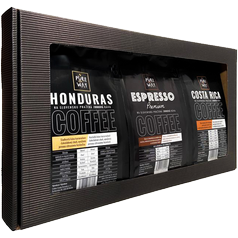 Darčekový set zrnkových odrodových káv 3 x 200g Honduras, Costa Rica, Espresso
