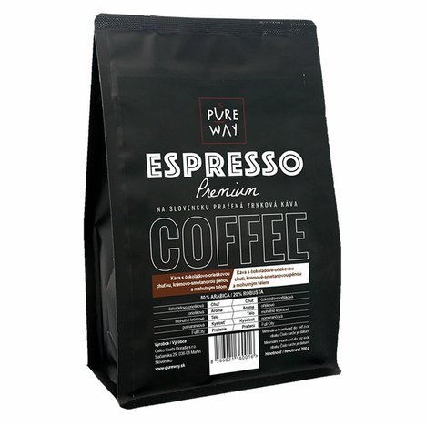 Espresso zrnkova káva Pureway 200 g  PREMIUM (1)