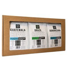 Darčekový set mletých odrodových káv 3 x 200g Guatemala, Dominicana, Brazil